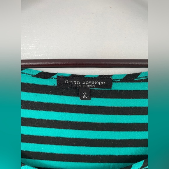 3/25 Teal/Black Striped Green Envelope T-Shirt - Picture 3 of 8